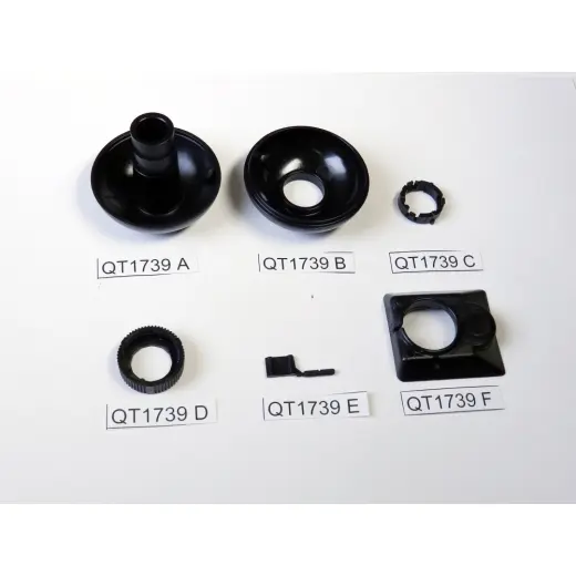 Sada lisovaných dílů pro Quick Trim - klika, vnitřní aretace, nastavovací kroužek, čep pro tělo, lapač odřezků.