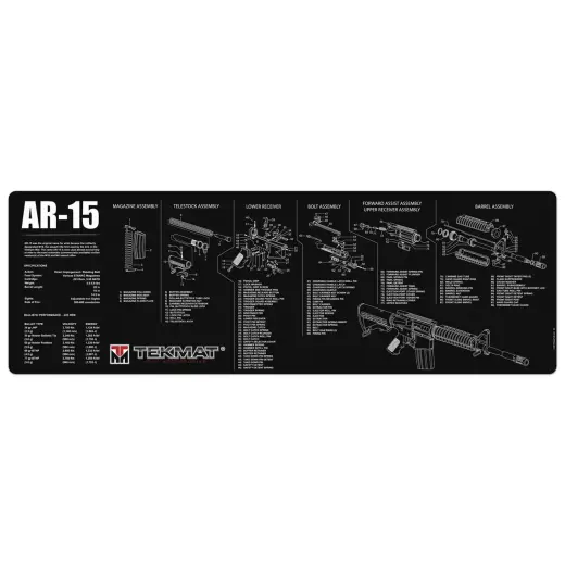 TekMat podložka pro čištění a údržbu zbraní s potiskem modelu ArmaLite 15.Tyto 36" (91cm) podložky TekMat jsou dostatečně velké, aby se na ně vešla plně rozebraná puška a zbylo místo na nářadí a příslušenství.&nbsp;