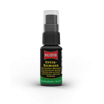 Ballistol Optics Cleaner v 30 ml rozprašovači je ideální k čištění optiky bez zanechání šmouh a k ochraně proti zamlžení.