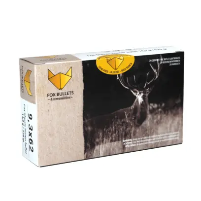 Lovecké náboje bez olova 9,3x62 14,2 g / 220 gr s monolitickou střelou FOX Classic Hunter.