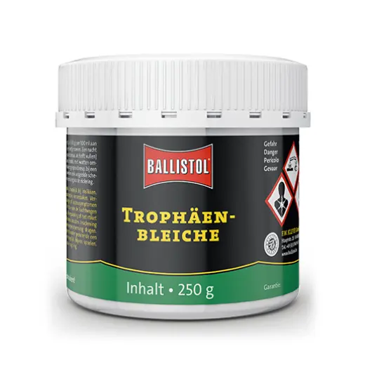 Bělidlo Ballistol je určené pro prvotní vybělení trofeje i pro obnovení bělosti u starších trofejí. Obsah 250 gramů.