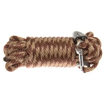 Barvářská šňůra z kulatého popruhu ukončená pevnou karabinou.