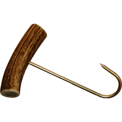 Kvalitní parohová rukojeť s hákem. Užitečný pomocník pro snadnou manipulaci s ulovenou zvěří.