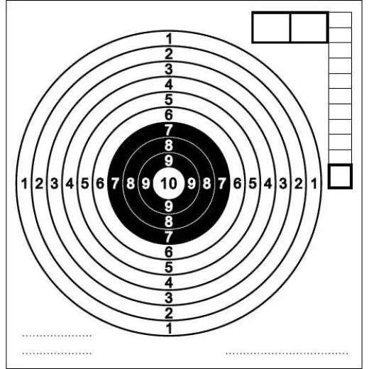 Terč vzduchovkový 140x150mm s bílým středem, absolutní klasika. Cena uvedena za jeden kus.