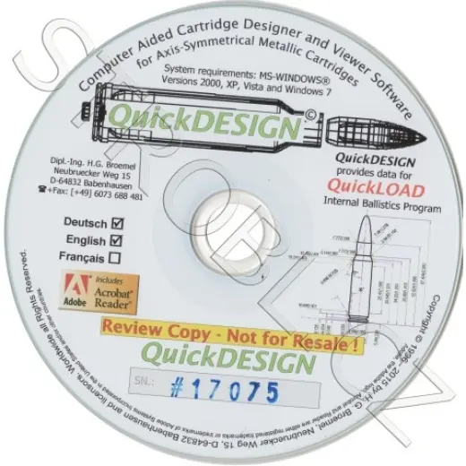Počítačové CD, obsahující program pro návrh a zobrazení nábojů QuickDESIGN.