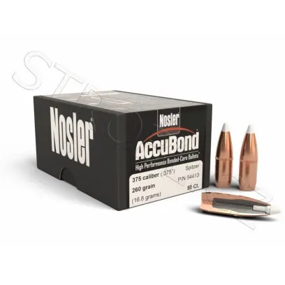 Střela Nosler AccuBond .375 cal, dia .375, 260grs (16,8g). SKU: 54413. Tyto střely jsou vybaveny krimpovací drážkou.