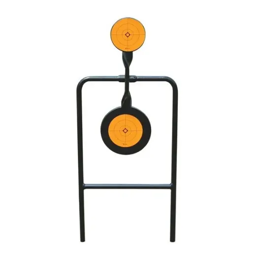Soustava kovových terčů pro pistoli Caldwell Plink N’ Swing Centerfire Handgun Double Spin Target.
