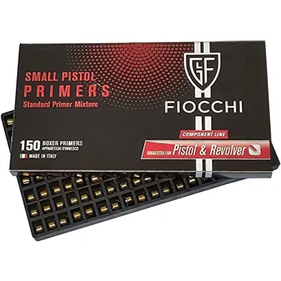 Zápalky Fiocchi 4,4 SP. Použití pro 9mm Luger, .38 Special, .357 Magnum a další.