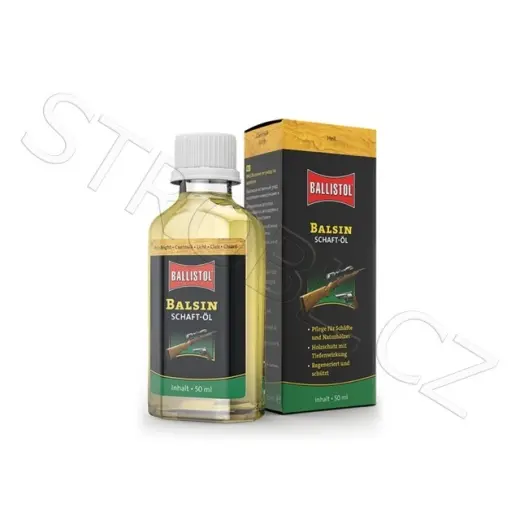 Speciální olej Ballistol Balsin pro péči o dřevěné části zbraně.