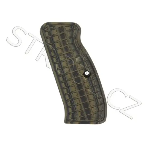 Pistolové střenky Pachmayr G-10 Tactical pro CZ 75/85. Černo-zelená barva, hrubě zdrsněný povrch.