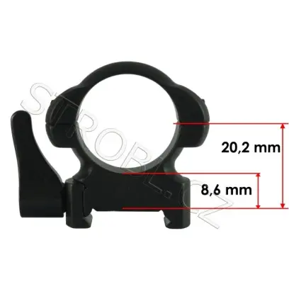 Pár ocelových rychloupínacích kroužků na optiku. Průměr kroužků 25,4mm, střední.