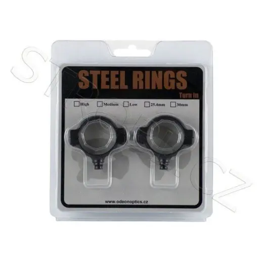 Ocelové kroužky pro montáž optiky na základnu. Určeno pro optiku o průměru tubusu 30mm, střední.