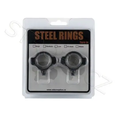 Ocelové kroužky pro montáž optiky na základnu. Určeno pro optiku o průměru tubusu 25mm, vysoké.