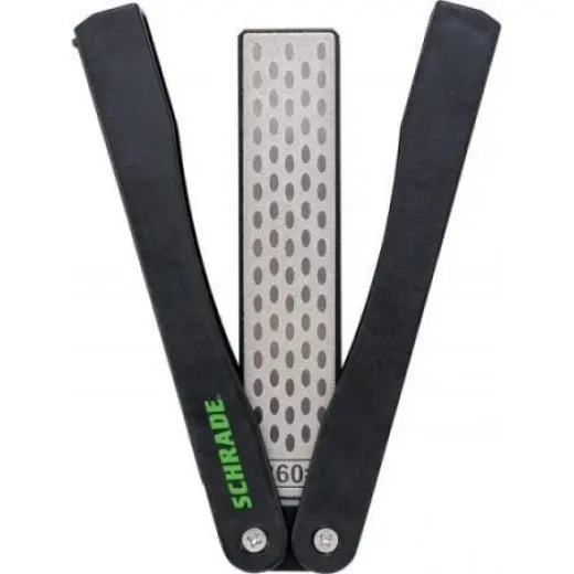 Diamantový skládací brousek Schrade s hrubostí 360 Grit a 600 Grit.