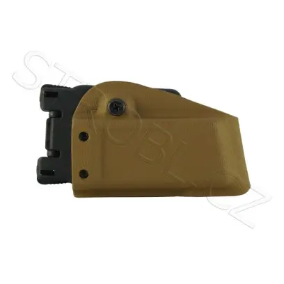 Předpružené opaskové pouzdro na zásobník s bezpečnostním upínáním.