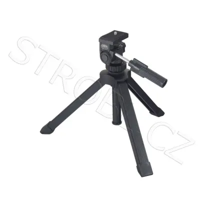 Pevný, nízký stativ s nastavitelnou výškou středového sloupku. Odlehčená konstrukce.