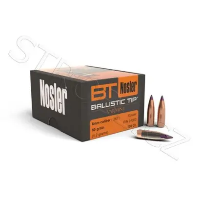 Střela Nosler Ballistic Tip Varmint 6mm, dia .243, 80grs (5,2g). SKU: 24080