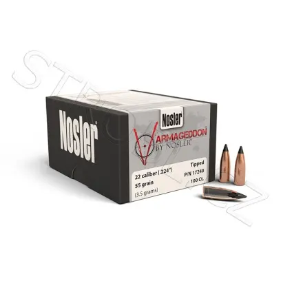 Střela Nosler Varmageddon FB Tipped .22 cal, dia .224, 55grs (3,5g). SKU: 17240