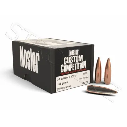 Střela Nosler Custom Competition .30 cal, dia .308, 168grs (10,8g). SKU: 53164