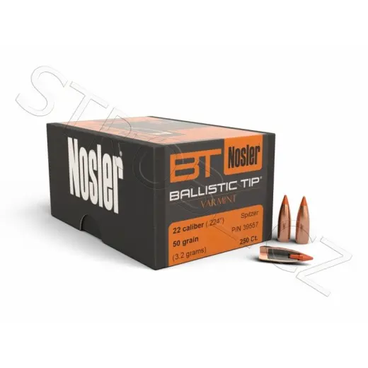 Výhodné balení střel Nosler Ballistic Tip Varmint .22 cal, dia .224, 50grs (3,2g). SKU: 39557