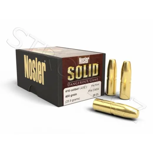 Střela Nosler FP Solid Dangerous Game .416 cal, dia .416, 400grs (25,9g). SKU: 23654
