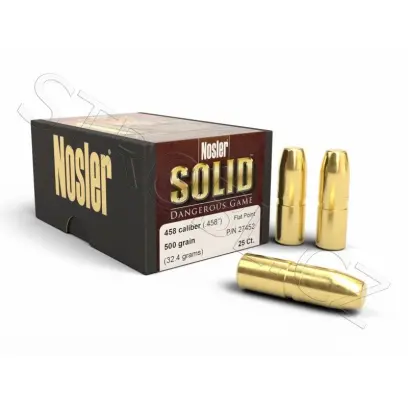 Střela Nosler FP Solid Dangerous Game .458 cal, dia .458, 500grs (32,4g). SKU: 27452