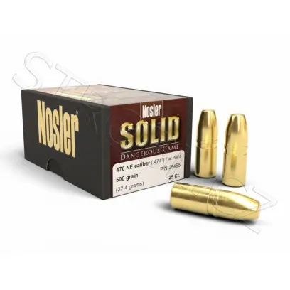 Střela Nosler FP Solid Dangerous Game .470 NE cal, dia .474, 500grs (32,4g). SKU: 28455