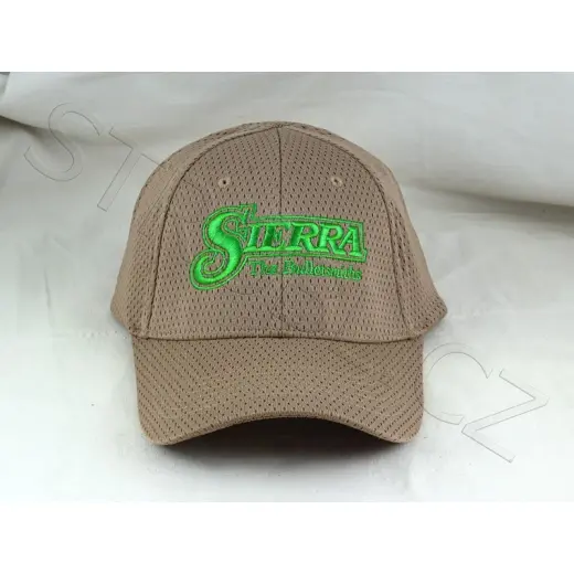 Stylová, vzdušná čepice Sierra "Tan Dry Wick" s vyšívaným logem. Zadní spona na suchý zip.