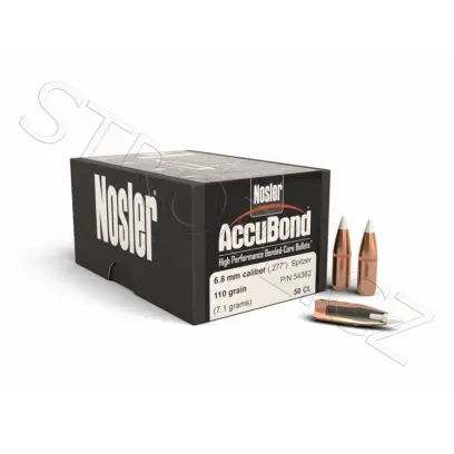 Střela Nosler AccuBond .270 cal, dia .277, 110grs (7,1g). SKU: 54382. Tyto střely jsou vybaveny krimpovací drážkou.