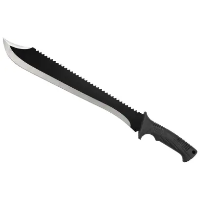 Mačeta Schrade SCMACH2 s polyesterovým pouzdrem na opasek. Čepel z nerezové oceli, texturovaná TPR střenka, full tang.