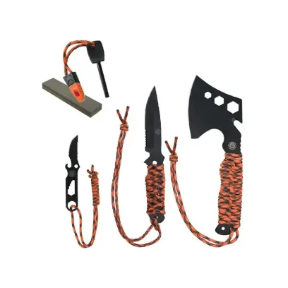Sada Woodlands Tool Set obsahuje sekeru, sadu nožů, brousek, křesadlo a ParaTinder - skvělou kolekci nástrojů pro outdoor a survival.