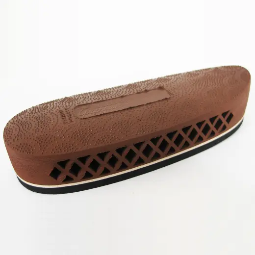 Hnědá protiskluzová botka s bílou linkou Pachmayr F325 Deluxe je oblíbená pro svůj klasický vzhled a výkonné tlumení zpětného rázu. Pro brokovnici nebo pušku.