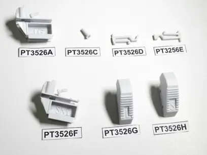 Sada lisovaných náhradních dílů PT3526 pro zápalkovače Lee Safety Prime Feed – Large Housing, Pin, Large Slider, Small Slider, Small Housing, Large Tigger, Small Tiger.