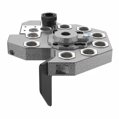 Nástrojová hlava pro progresivní lis Frankford Arsenal X-10 pro rychlou výměnu ráže bez ztráty nastavení. Integrované LED osvětlení a 3,5mm Micro-USB porty.