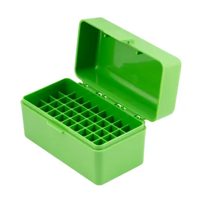 Krabička na náboje .223 Rem. - zelená KRABIČKA NA 50 KS NÁBOJŮ PRO RŮZNÉ RÁŽE: 17 FIREBALL - 223 REM.