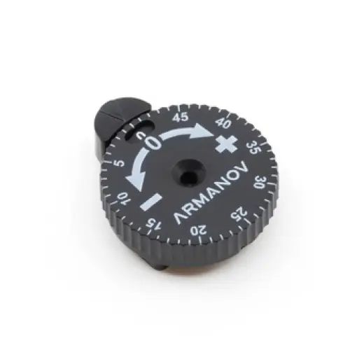 Powder Measure Knob with Absolute Position – small Přesný ovladač prachovačů Dillon s absolutní stupnicí. 50 kliků, 15 otáček, nulová vůle – maximální kontrola nad prachovou navážkou! Určeno pro malou odměrku prachovače (Small Powder Bar – Pistol).