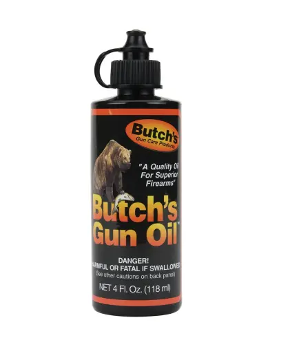 Chraňte a ošetřujte hlaveň své střelné zbraně olejem na zbraně Butch's Gun Oil.