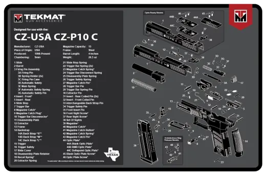 TekMat podložka pro čištění a údržbu zbraní s potiskem modelu CZ-P10 C.