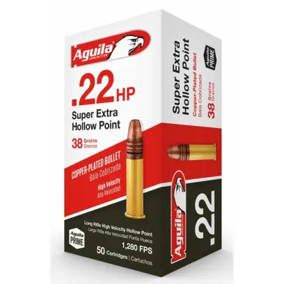 Náboj kulový Aguila, Super Extra HP, .22LR, 38GR (2,6g), poměděnná HV HP - Pouze osobní odběr!&nbsp;