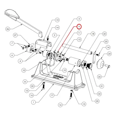 APS HPT Case Holder Left (#7784138). Originální náhradní díl č.9 - levá část držáku nábojnice pro zkracovač nábojnic RCBS Case Trim Pro 2.