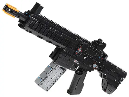 Stavebnice modelu samopalu s funkčními mířidly i spouští. Střílí plastové projektily. Dodáváno s municí. Caliber Precision Building Blocks Machine Gun.