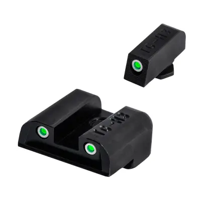 Tritiová mířidla Truglo Tritium pro Glock 17/17L, 19/17X, 22, 23, 24, 26, 27, 33, 35, 39, 45 (kromě modelů M.O.S.) dokáží zacílit i v naprosté tmě bez baterií i nasvícení. Ocelová konstrukce, kompatibilní se standardními pouzdry.