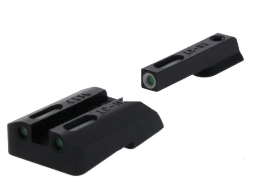 Tritiová mířidla Truglo TFX pro pistole řady P10 (kromě modelů s optikou) dokáží zacílit i v naprosté tmě bez baterií i nasvícení. Technologie TFO v nezničitelné uzavřené kapsli. Bílý kroužek na předním mířidle.