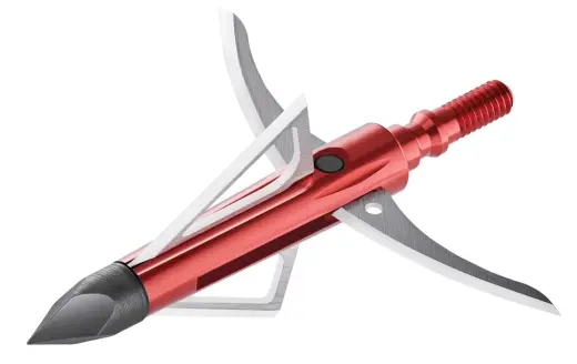 Rozevírací lovecký hrot z nerezové oceli se závitem do kuší a luků. Řezný průměr: rozevírací čepel 5,715 cm, pevná čepel 3,175 cm. Hmotnost 100 grainů. 3 kusy v balení.