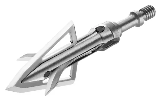 Nastavovací rozevírací mechanický lovecký hrot z nerezové oceli se závitem do kuší a luků. Řezný průměr: rozevírací čepel 1,27 až 4,45 cm, pevná čepel 2,54 cm. Hmotnost 100 grainů. 3 kusy v balení.