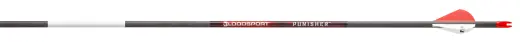 Lovecký šíp PUNISHER s krevním kroužkem 350 SPINE (6 ks) Šíp Bloodsport PUNISHER ze 100% karbonu má vyšší zatížení v přední části středu a výjimečnou přesnost a průraznost na velké vzdálenosti. Technologie Blood Ring detekuje dráhu šípu. Spine: 350.