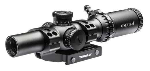 Puškohled TRUGLO OMNIA 1-4x24mm s osvětlenou záměrnou osnovou je vhodný pro sportovní pušky. 30mm tubus. Včetně montáže a výklopných krytek objektivu.