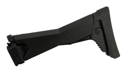 Sklopná teleskopická ramenní opěrka pro CZ SCORPION EVO nabízí 3 fixace délky (22,5-28 cm) a protiskluzovou pryžovou botku tlumící zpětný ráz zbraně.