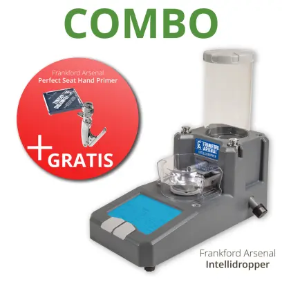 Akční COMBO-balíček obsahuje elektronický prachovač Intellidropper + ZDARMA ruční zápalkovač Perfect Seat Hand Primer od společnosti Frankford Arsenal.