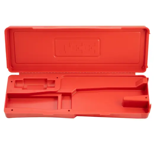 LEE 6 OR 18 CAVITY BULLET MOLD HINGED BOX Úložný plastový box na kokily pro odlévání 6 nebo 18 střel s namontovanými držadly a matrici pro formátování střel. Lze použít i s některými kokilami jiných značek pro odlévání jedné nebo dvou střel.